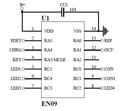 移動電源管理單片機(jī)EN09腳位功能定義圖